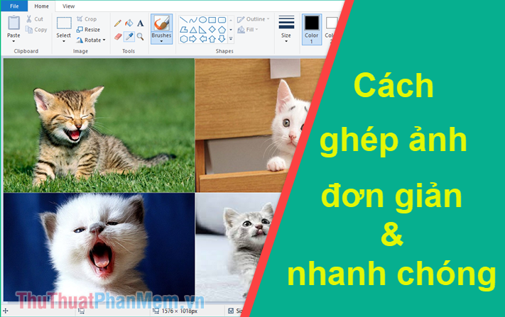 Làm sao để điều chỉnh kích thước, vị trí, độ sáng... của 2 ảnh trước khi ghép chúng thành 1 trên laptop?
