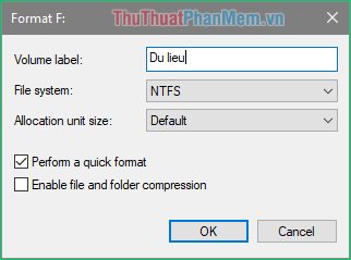 [ボリューム ラベル]Đổi tên đĩa trong trường,[ファイル システム]trong phần[NTFS]Chọn.