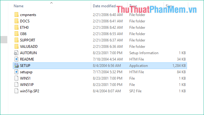 Sau khi giải nén có thể xem được các file và thư mục bên trong file ISO
