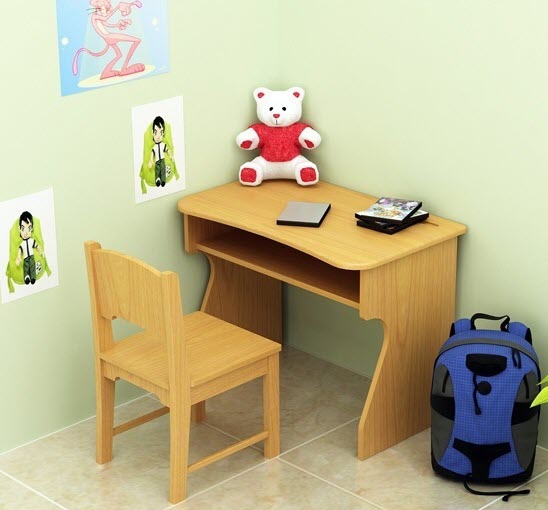 wooden student desk and chair model |