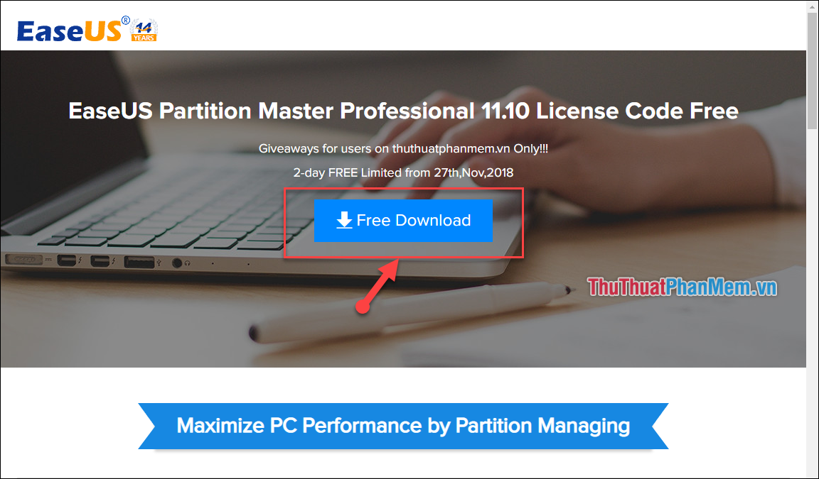 (Giveaway) Bản quyền miễn phí EaseUS Partition Master Professional Edition Phần mềm quản lý ổ cứng tốt nhất