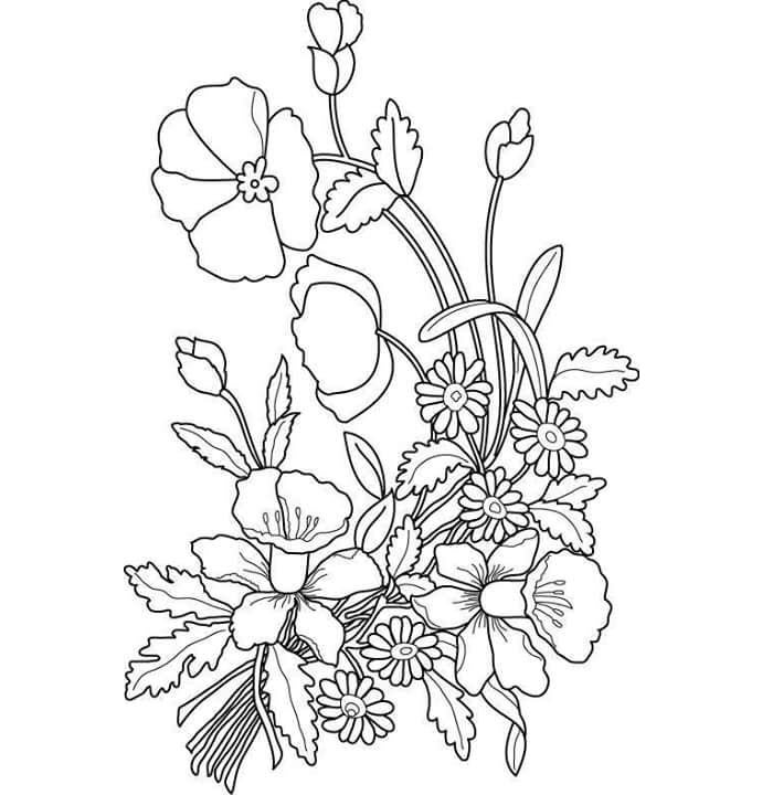 Flower coloring pages for children to practice coloring