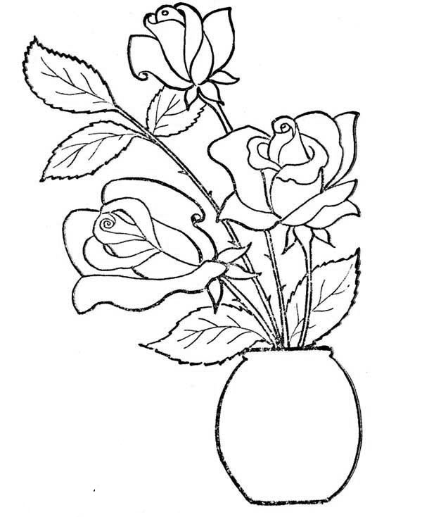 Coloring picture of beautiful flowerpots for children