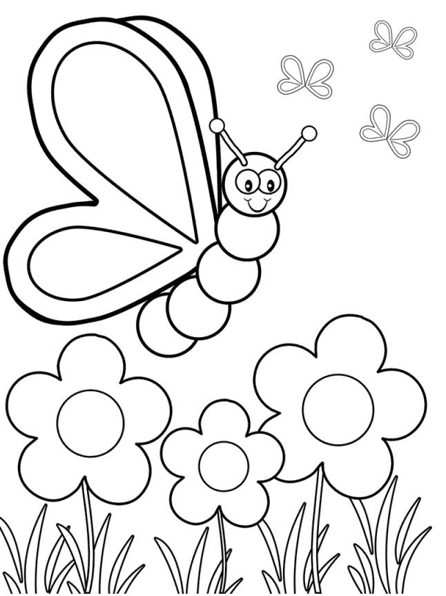Simple flower garden coloring pages for kids