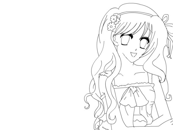 Cute anime girl coloring