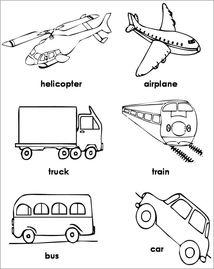 Chùm tranh tô màu về các loại phương tiện giao thông đường bộ  MN Thạch Bàn