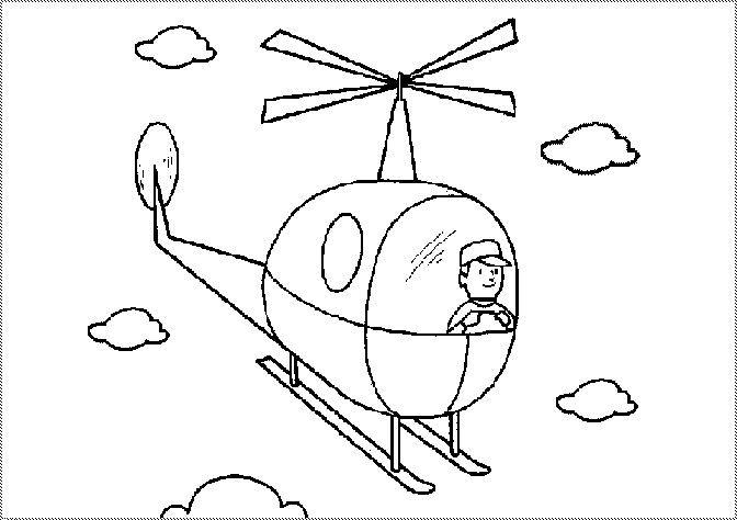 Tranh tô màu máy bay trực thăng đẹp cho bé