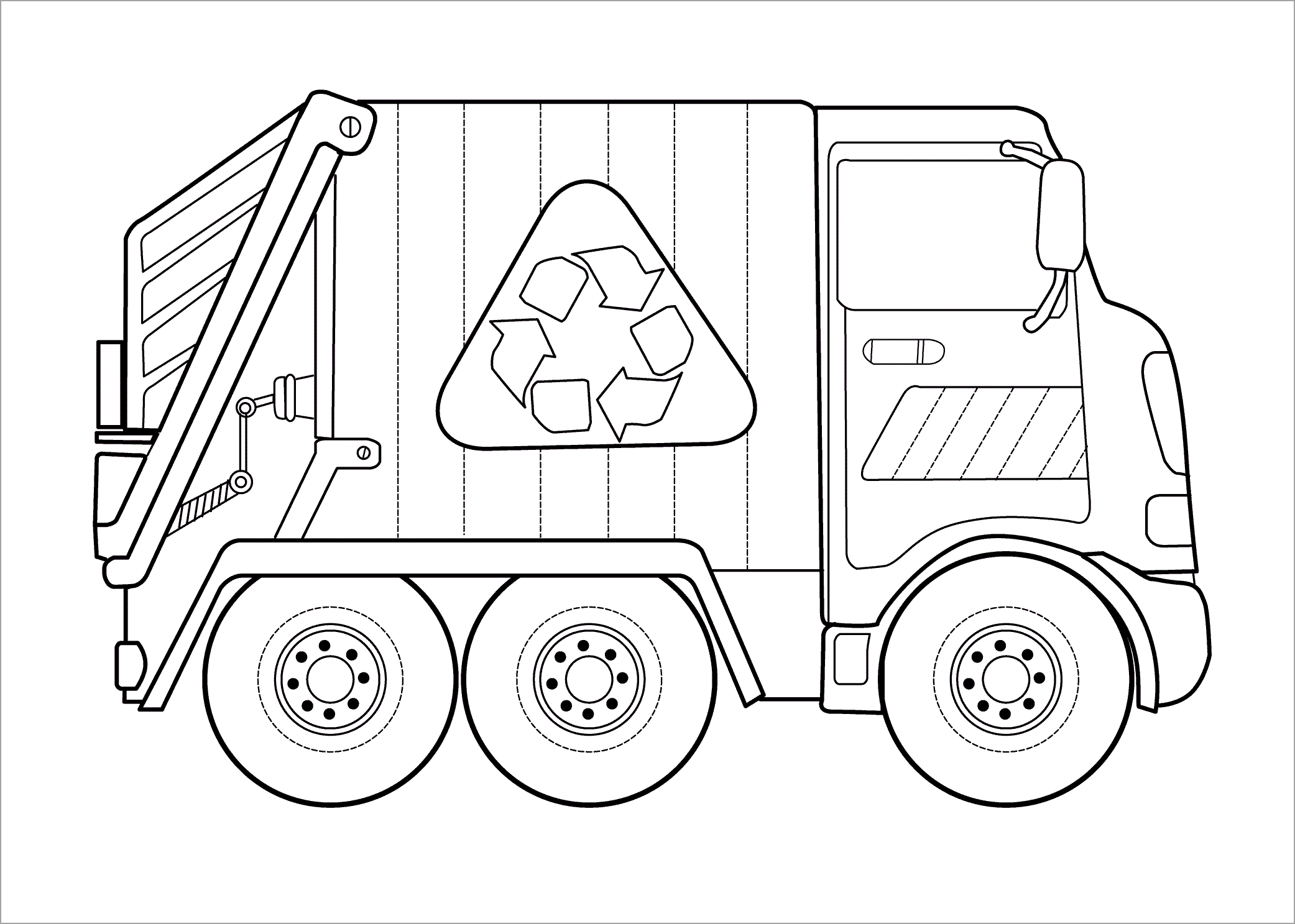 Trang tô màu xe chở rác