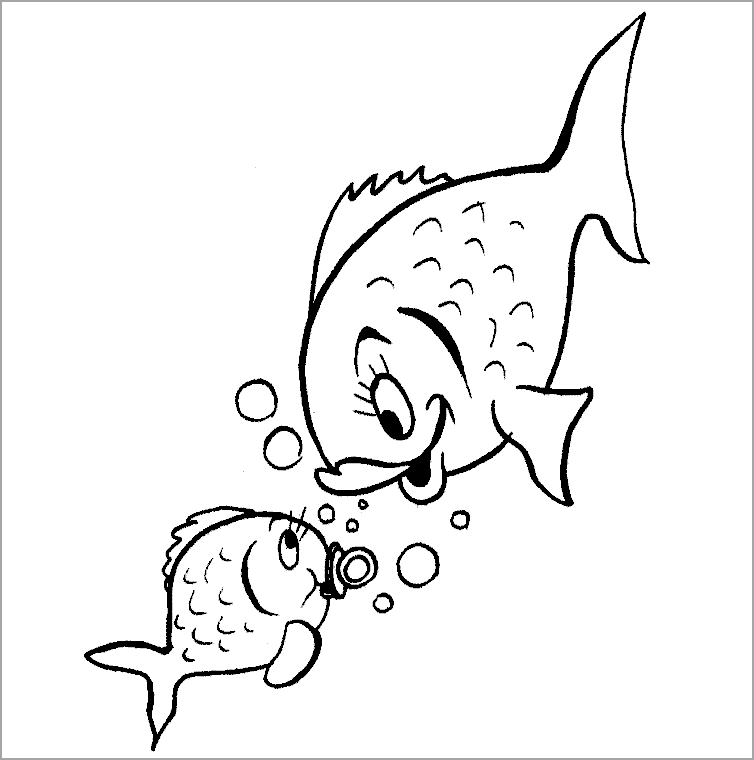 Tranh tập tô hình con cá cho bé tô màu