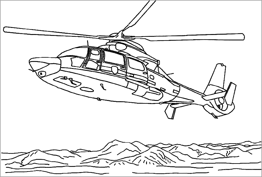 Tranh tô màu sắc hình máy cất cánh trực thăng