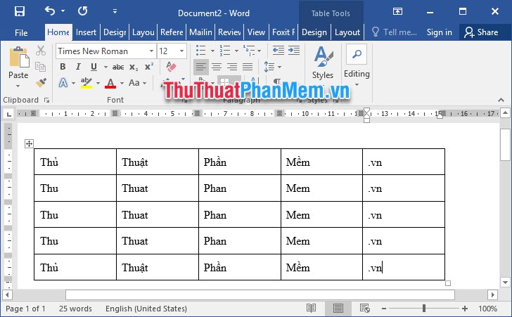 Được một cột (hoặc hàng) tại vị trí vừa mới click