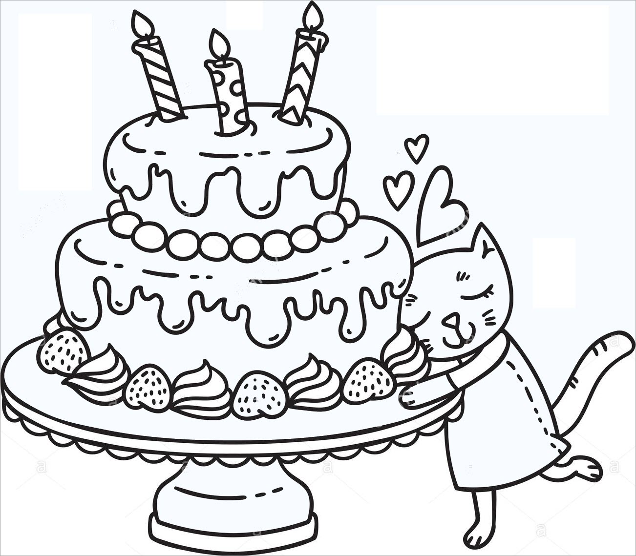 Hình bánh sinh nhật mang đến nhỏ bé tô màu