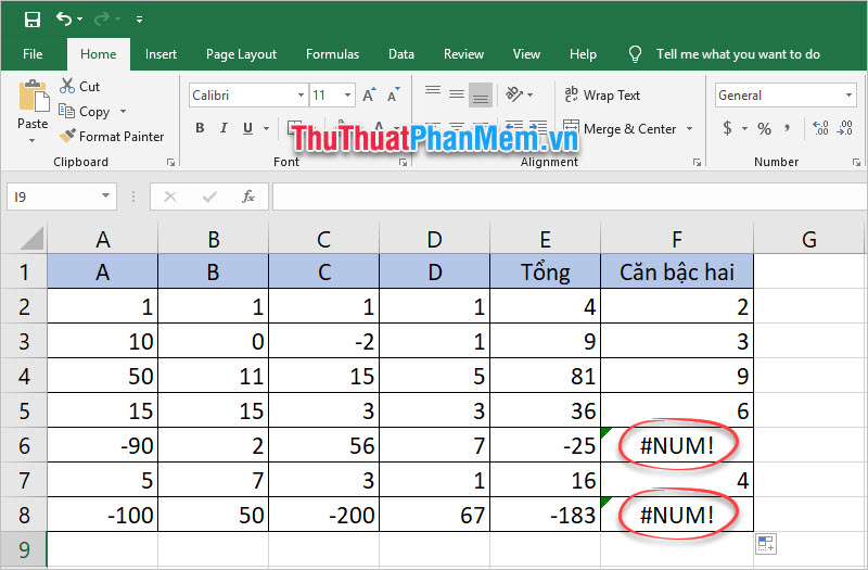 Công thức tính căn bậc 2 trong Excel - Hàm căn bậc 2 trong Excel