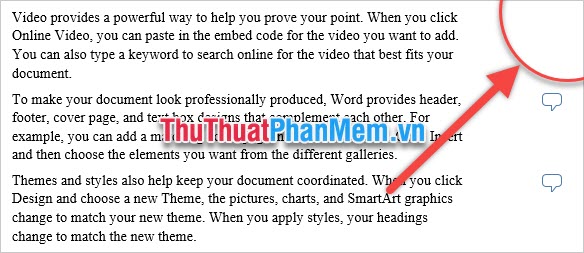 Không còn biểu tượng Comment xuất hiện ở bên phải nữa