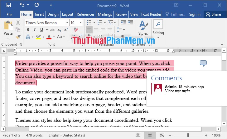 Thêm Comment vào văn bản Word