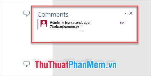 Xuất hiện ô ghi chú Comments, hãy ghi comment ở đây