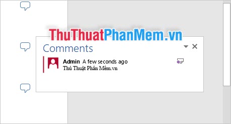Xuất hiện ô ghi chú Comments