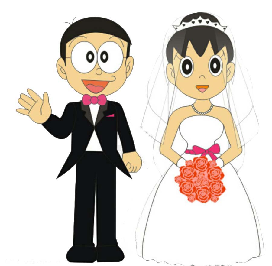 Hình ảnh nobita và xuka cưới nhau