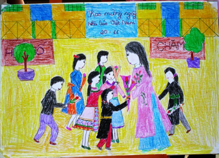 Tranh vẽ về đề tài học tập chào mừng ngày nhà giáo Việt Nam