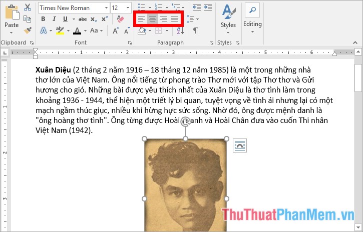 Thay đổi vị trí ảnh bằng cách căn chỉnh align cho hình ảnh