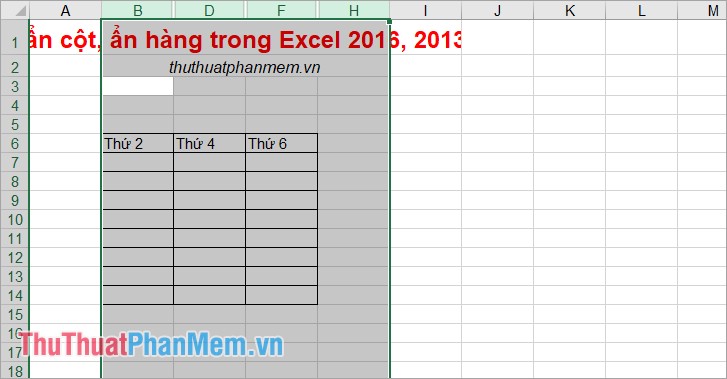 Cách ẩn cột, ẩn hàng trong Excel 2016, 2013, 2010