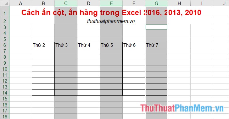 Chọn cột cần ẩn