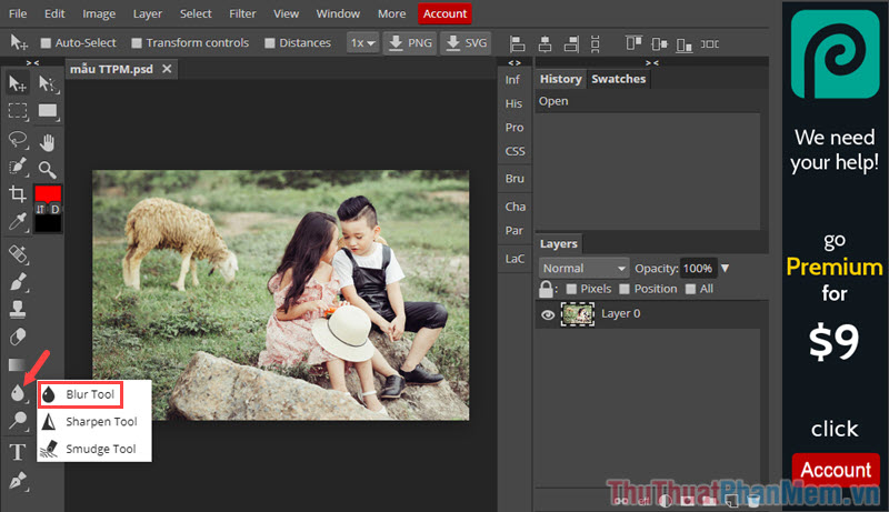 Cách làm mờ ảnh Online bằng Photoshop Online