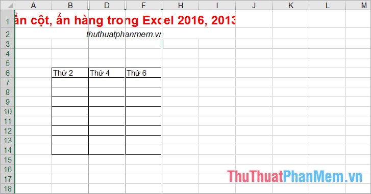 Dòng kép giữa hai cột nghĩa là vị trí đó đã ẩn cột