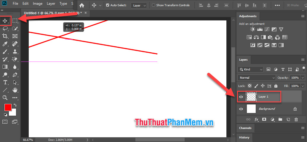 Cách vẽ đường thẳng, đường cong trong Photoshop