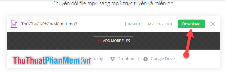 Chọn download để tải file MP3 về máy tính của mình
