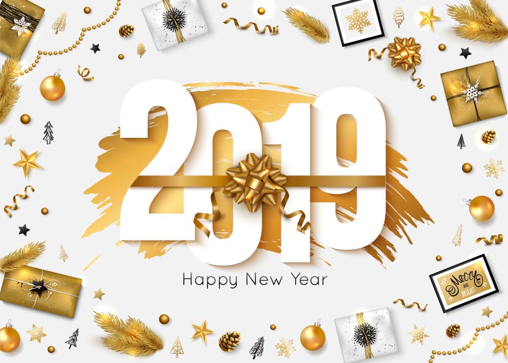Happy new year 2019 wallpaper 3d