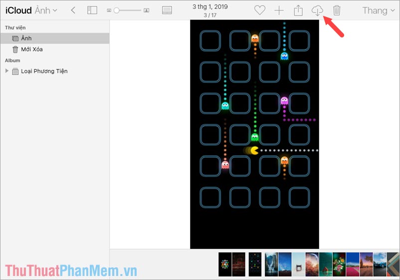 Chọn biểu tượng Download để tải bức ảnh về máy