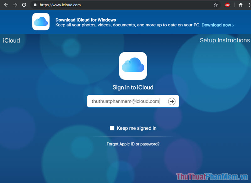 Truy cập iCloud và đăng nhập tài khoản iCloud