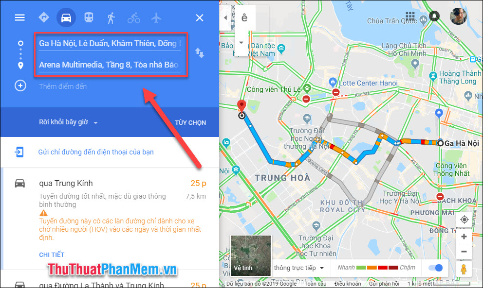 Cách xem mật độ giao thông trên Google Maps