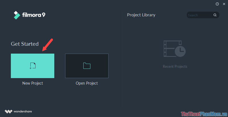 Chọn mục New Project để tiến hành tạo 1 file dự án mới