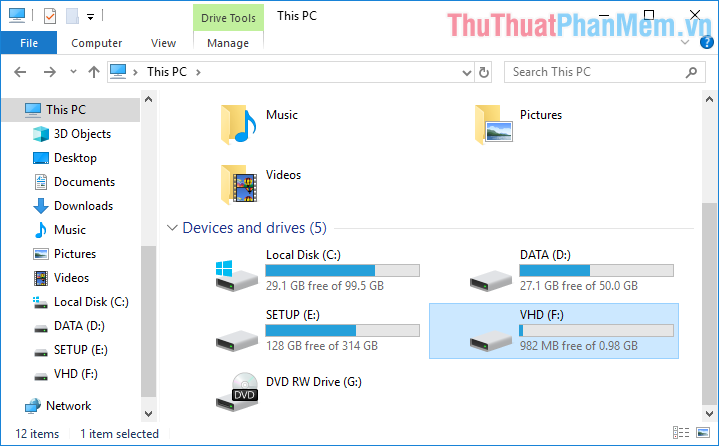Cách tạo ổ đĩa ảo (Virtual Hard Disk) trên Windows 10 không cần cài thêm phần mềm