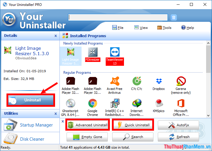 Your Uninstaller - Phần mềm gỡ cài đặt ứng dụng, phần mềm tốt nhất