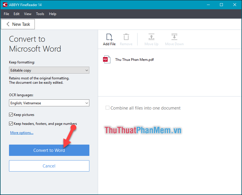 Nhấn vào ảnh để phóng to Ấn chọn Convert to Word