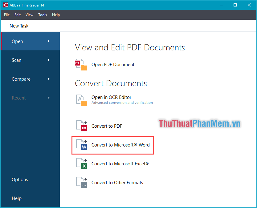 Nhấn vào ảnh để phóng to Chọn Convert to Microsoft Word và mở file PDF muốn chuyển đổi