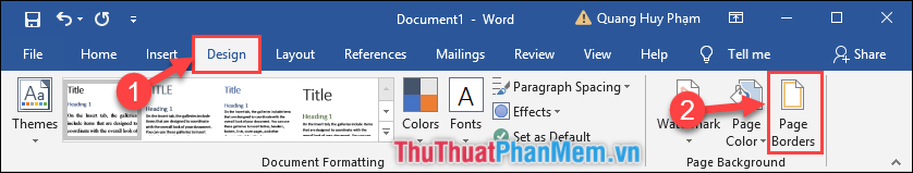 Chọn tab Design - chọn Page Borders