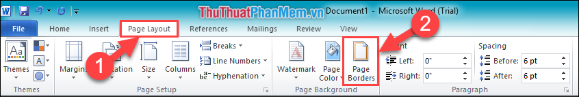 Chọn tab Page Layout - Chọn Page Borders