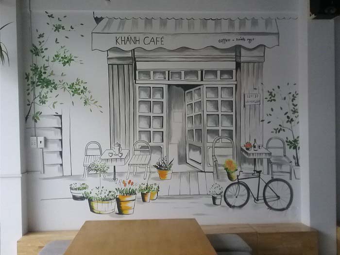 Tranh tường đơn giản cho quán cafe
