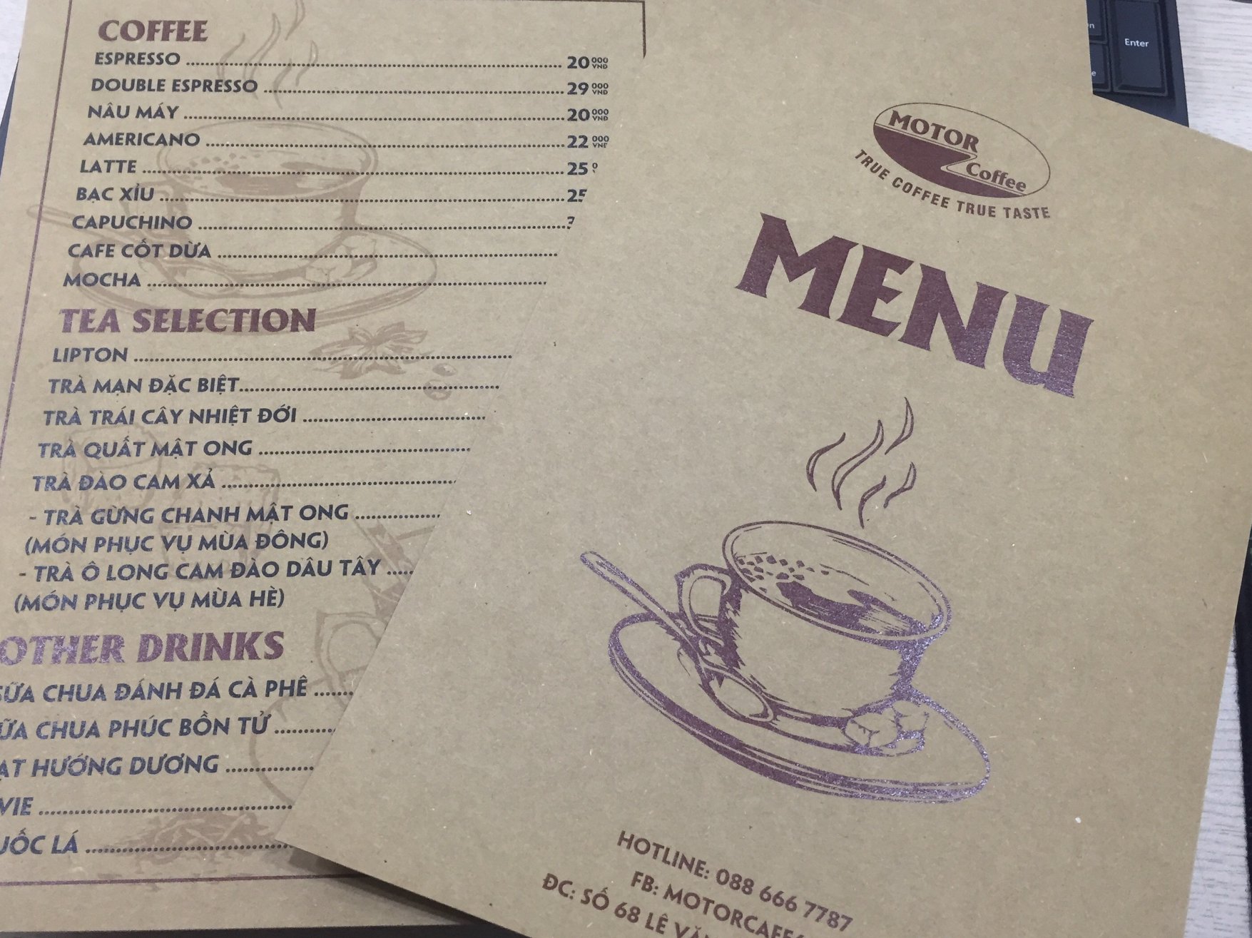 Mẫu menu cafe bìa giấy đơn giản
