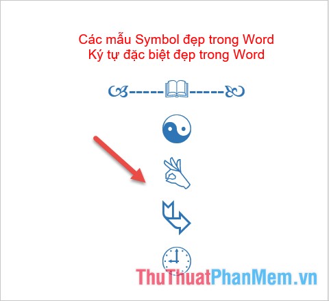 Chèn một số ký tự trong nhóm Wingdings