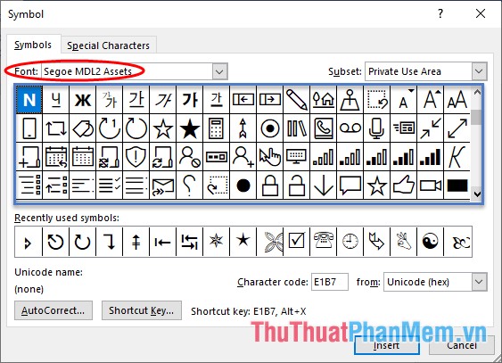 Font = Segoe MDL2 Assets