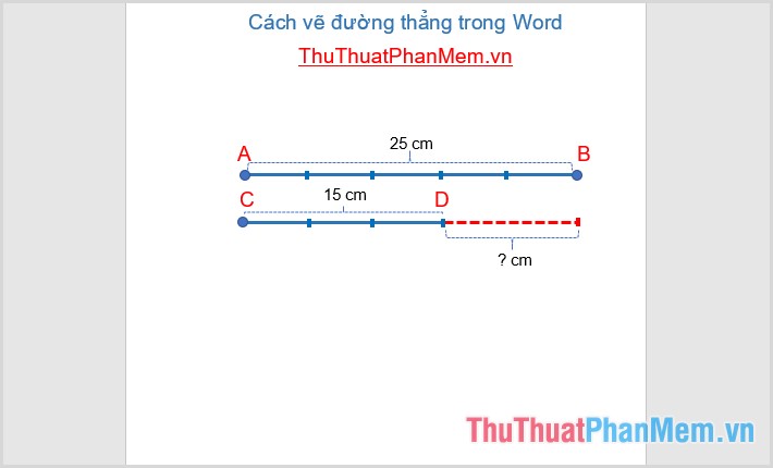 Sử dụng textbox để chèn thêm nội dung văn bản trên đường thẳng