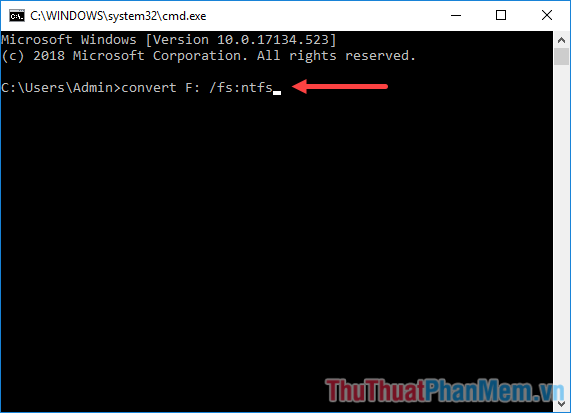Chuyển đổi ổ F sang NTFS
