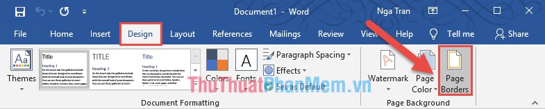 Vào thẻ Design - Page Border