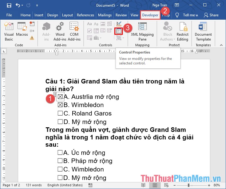 Cách đánh dấu tích trong Word