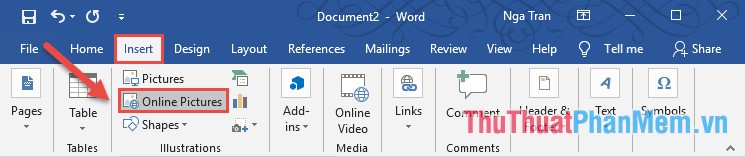 Vào thẻ Insert - Online Picture